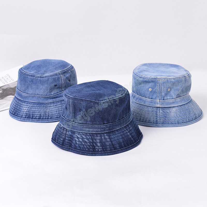 

Foldable Fisherman Hat Washed Denim Bucket Hats Unisex Fashion Bob Caps Hip Hop Gorros Men Women Panama Bucket Cap, Mixed color