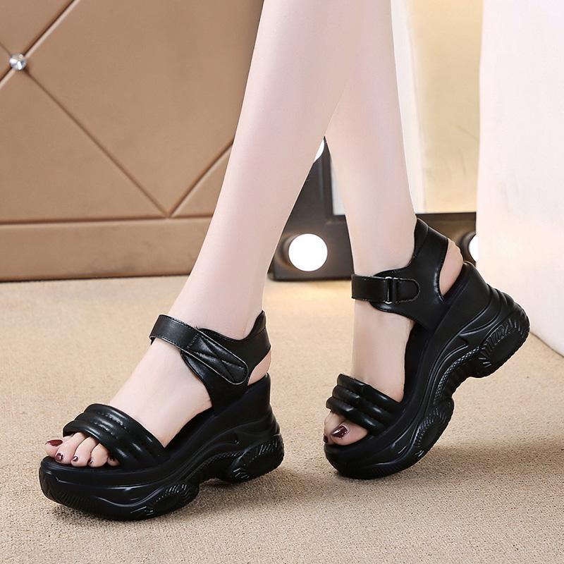 

Dress Shoes Clogs Wedge Heel Shoe Thick Muffins Beige Heeled Sandals 2021 Summer Espadrilles Platform All-Match Comfy Flat Black High F