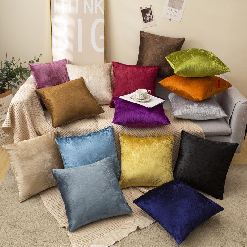 

Cushion/Decorative Pillow Home Decoration Cushion Cover Pillowcase Velvet For Sofa Chair Living Room Car Decor Nordic 45x45cm Solid Soft Com, Beige