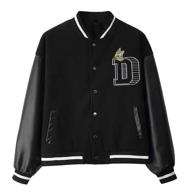 

Women's Jackets High Quality Luxury Embroidery Rib Sleeve Bomber Jacket Brand Clothing Autumn Winter Casual PU Leather Baseball Coat Outwear, Black;brown