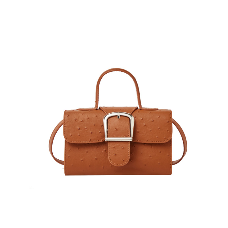 

Totes 2021 Genuine Leather Handbags Fashion Simple Doctor's Bag Shoulder Messenger Small Square Ostrich Pattern Buckle Bags, Black