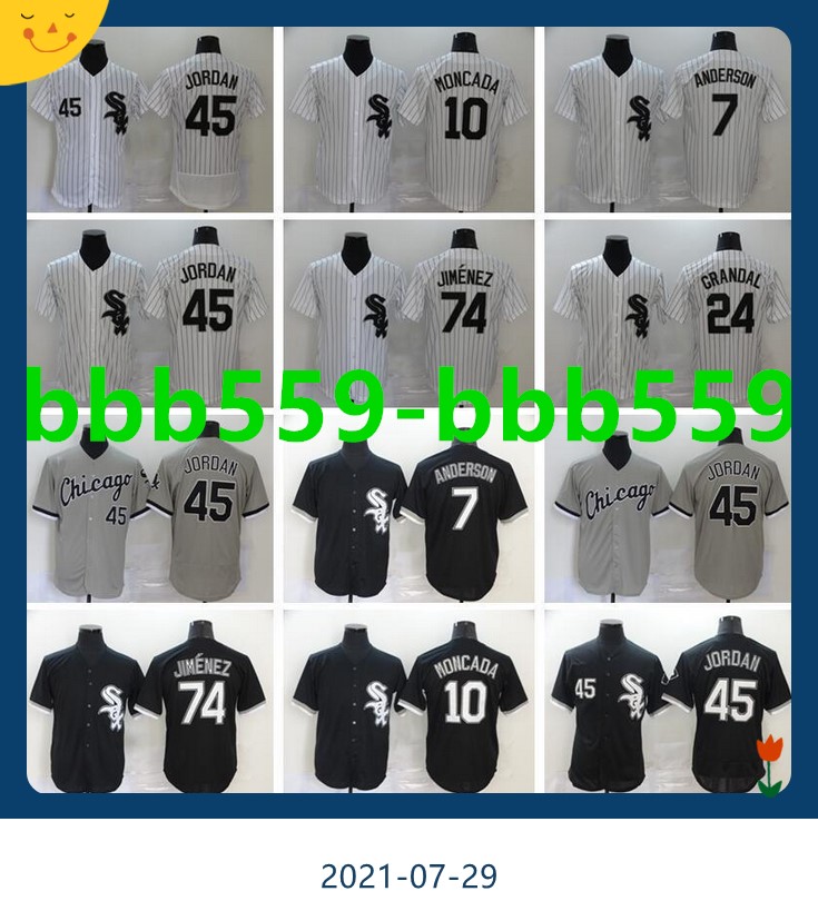 

2020 Men Baseball 10 Yoan Moncada Jersey 79 Jose Abreu 7 Tim Anderson 24 Yasmani Grandal Home Black White All Stithced Pinstripe Flexbase, Blank