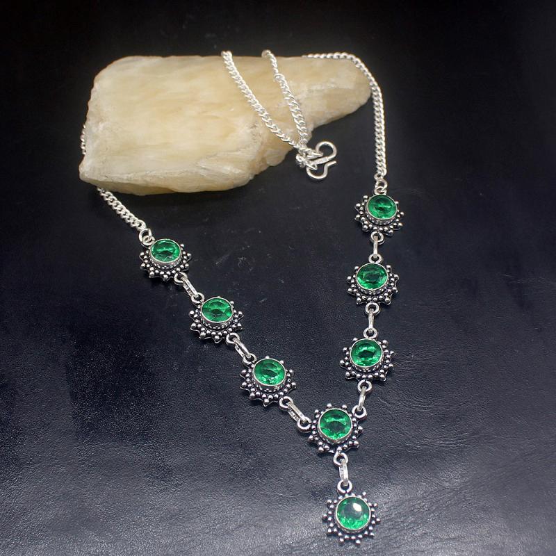 

Pendant Necklaces Hermosa Jewelry Vintage Trendy Shiny GreenTopaz Silver Color Women Ladies Gifts Necklace Chain 48cm 20213376