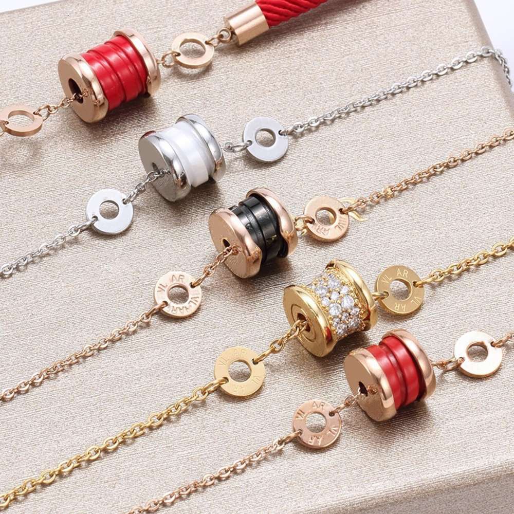 

bracelet Baojia Bracelet small red charity fund black and white ceramic lovers' hand ornament female titanium steel waist, Golden;silver