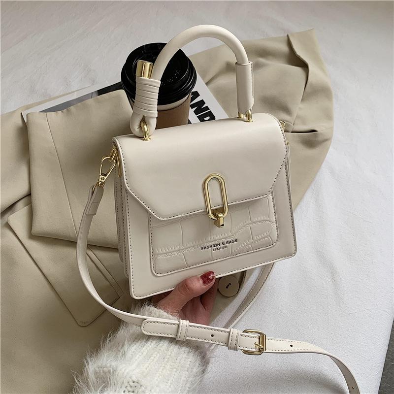 

Vintage Crocodile Pattern Shoulder Crossbody Bags For Women Solid Color PU Leather Women's Designer Handbag Travel Messenger Bag Cross Body, White