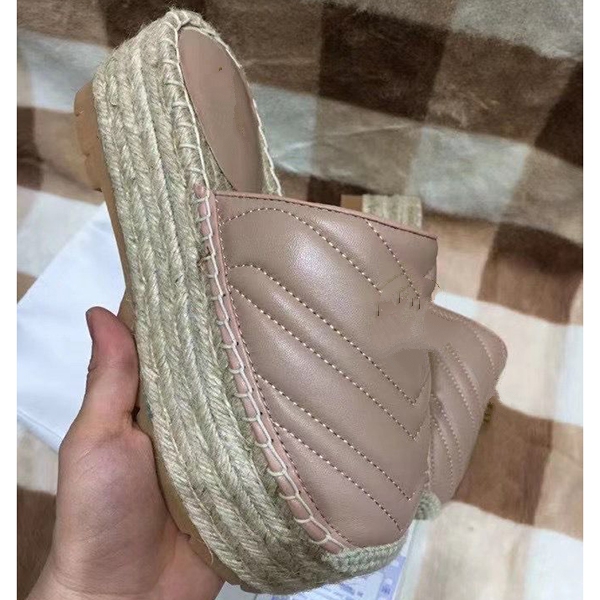 

G shoes Women EspadrilleSlide Designer Sandal High Quality Real leather Cord Platform Double Hardware Outdoor Beach Slides KJJH0002