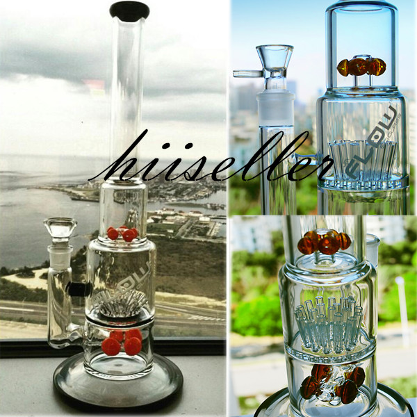 

15.7 inchs Hookahs Height Glass Bubbler Percolator Water Bongs Comb Perc Smoke Pipe Klein Recycler Dab Rigs With 18mm Bowl Tobacco