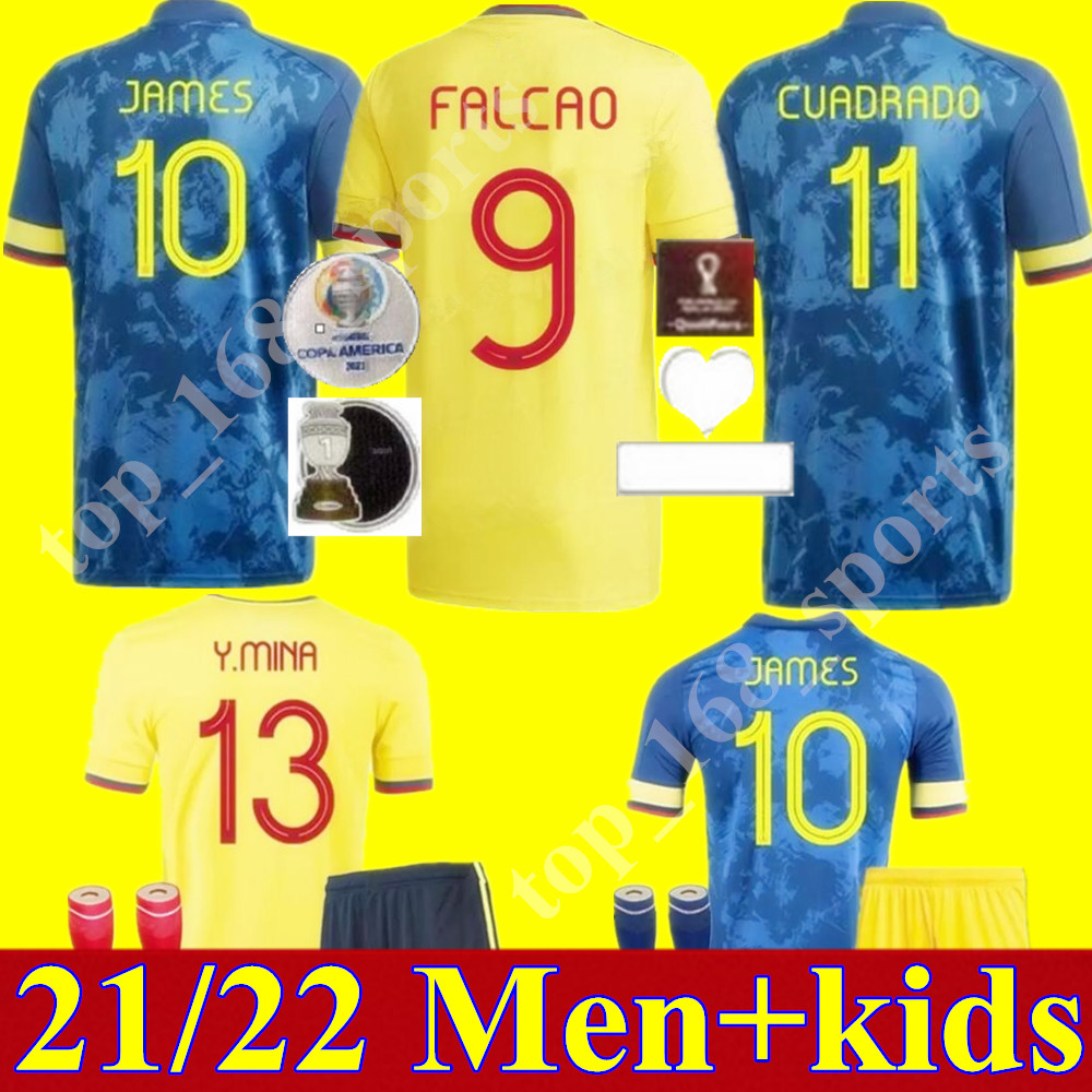

21 22 Men + kids kit Colombia Home Away soccer jersey 2021 2022 JAMES football shirt FALCAO Youth child Camiseta de futbol maillot, Adult away