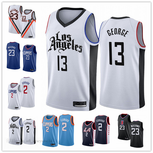 

Mens women youth losangelesClippers2 Kawhi Leonard13 PaulGeorge 23 Louis Williamswhite blue Throwback Ci, Black