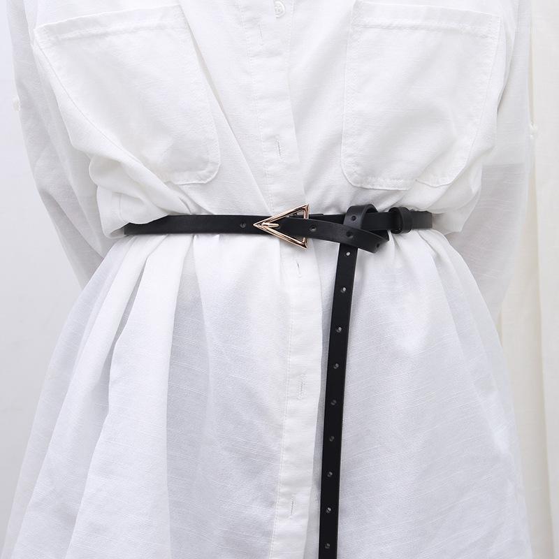 

Belts Women Belt Fashion Triangle Metal Buckle For Ladies Jeans Bondage PU Leather Waistband Dress Party Skirt Fine Ceinture, Black;brown