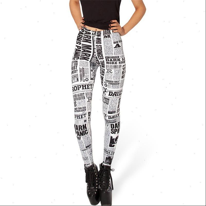 

black and white highstreet womens legging newspaper letter print streetwear gothic elastic female casual trousers