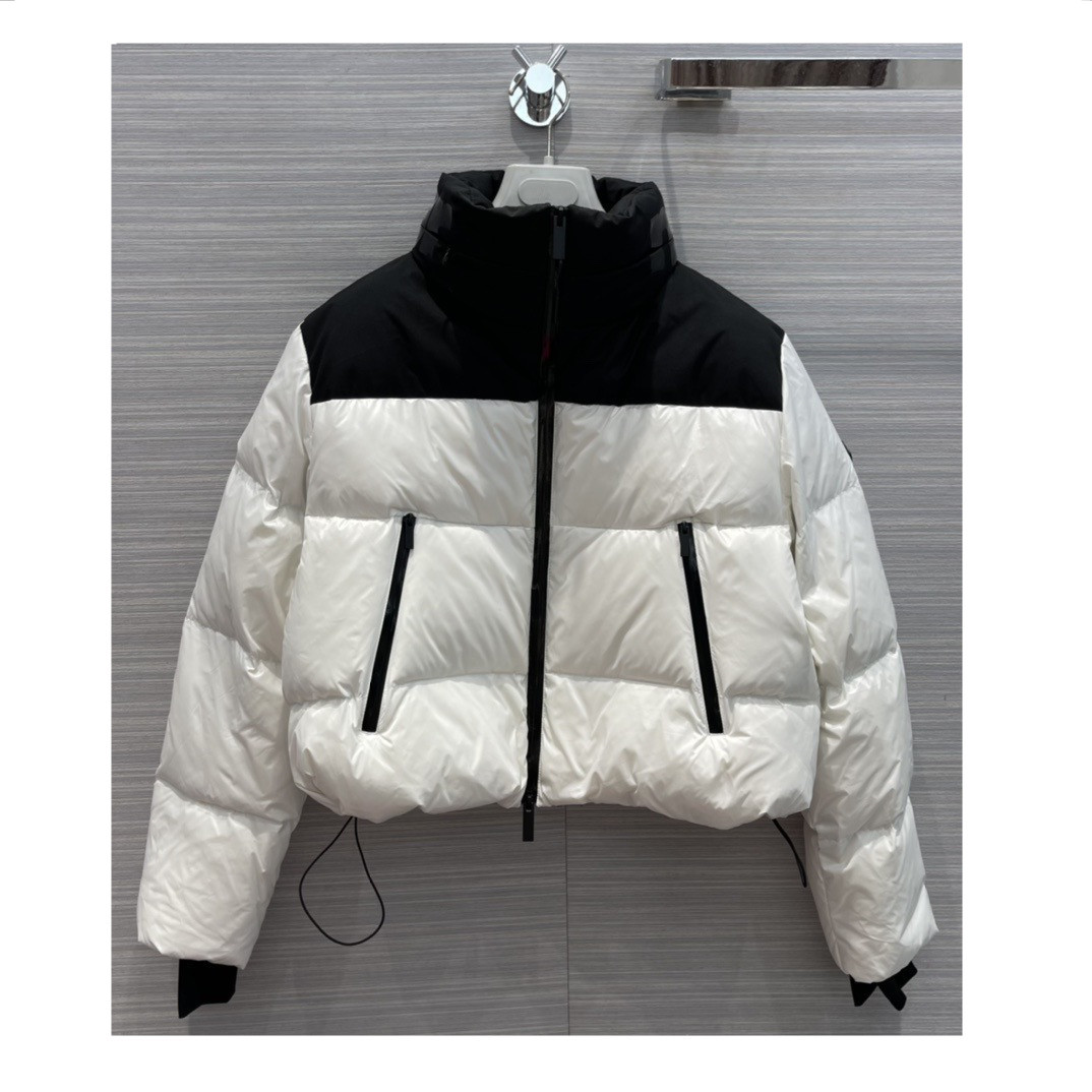 

Milan Runway Down & Parkas 2021 Winter Stand Collar Long Sleeve Panelled Women' Coats Designer Brand Same Style Outerwear 0911-1, Black