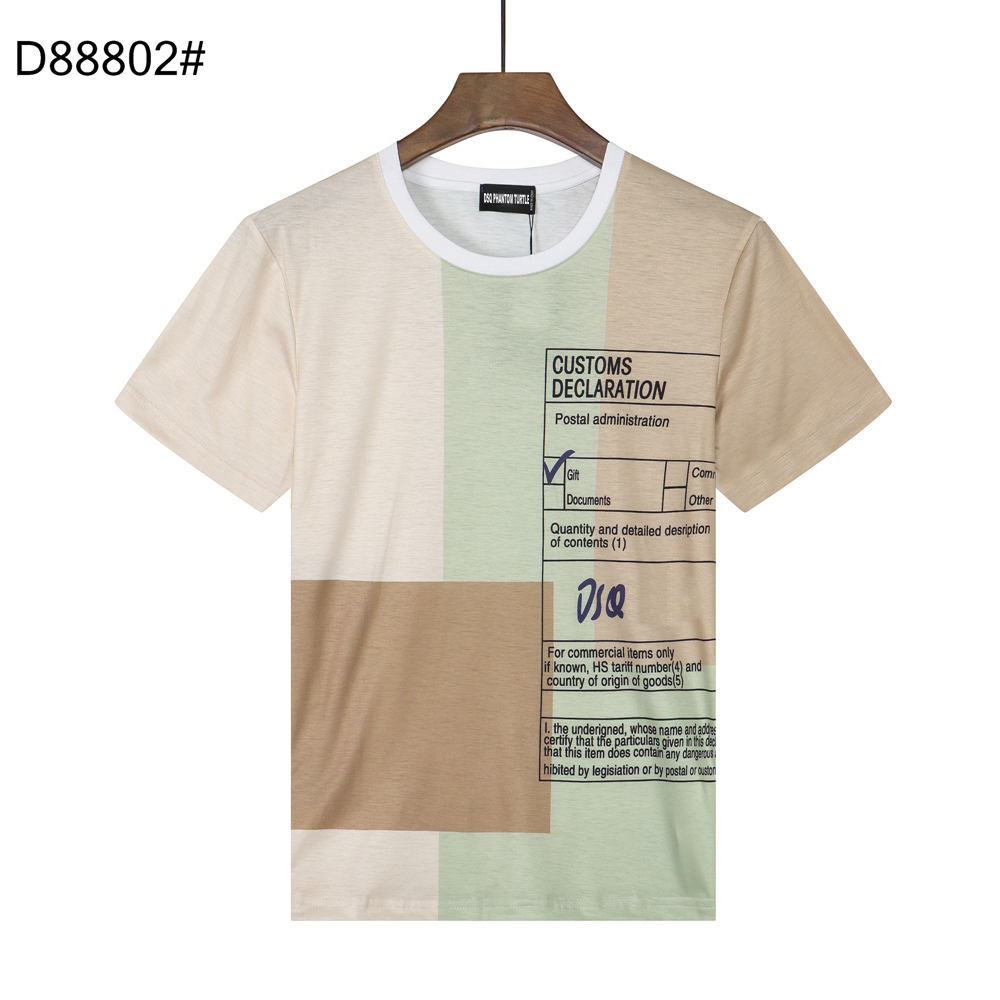 

DSQ PHANTOM TURTLE SS Mens Designer T shirt Italian fashion Tshirts Summer DSQ Pattern T-shirt Male High Quality 100% Cotton Tops 60286, Brown