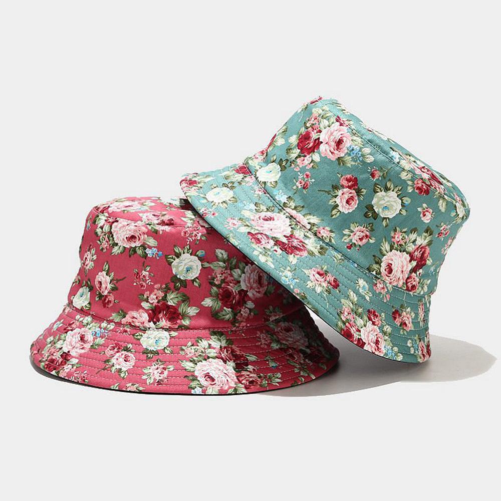 

Unisex Flower printed Bucket Hat Fisherman Hat outdoor travel hat Two-sided Sun Cap Hats for Men and Women CD