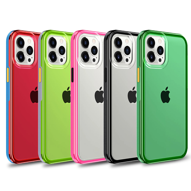 

2MM Thickness Transparent Armor Defender Cases Hard Plastic Acrylic TPU Crystal Clear Military-Grade Protective Shockproof Cover For iPhone 13 12 Mini Pro Max, Black