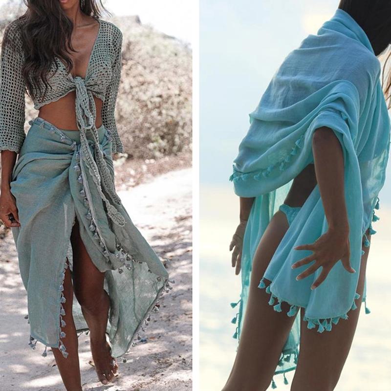 Gland robe de plage Sexy Bikini couvrir maillots de bain femme maillots de bain bandeau maillot de bain vert bain Maio Feminino Praia Sarongs