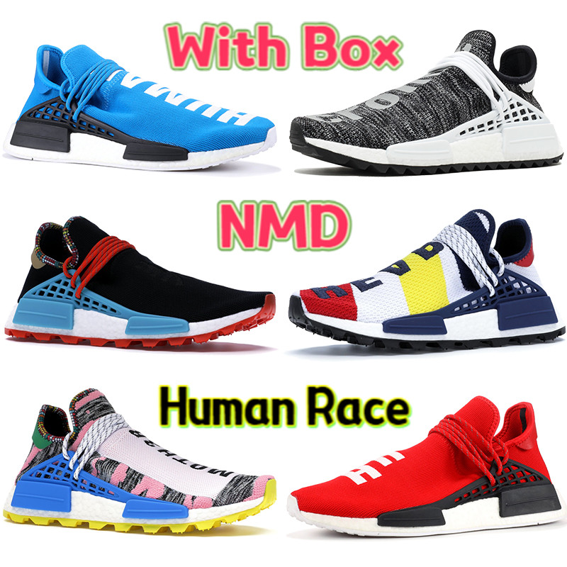 

With Box NMD human race Running Shoes HU Pharrell black red oreo BBC solar pack mother Nerd Blue cream white low men women trainers Sneakers US 5-11.5, 18 bubble wrap packaging