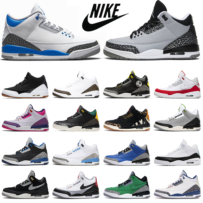 

Air Jordan Retro 3 3s Basketball Shoes Jumpman AJ3 Racer Blue Cool Grey Rust Pink Black Cat JTH Red Cement Sports Sneakers Mens Trainers size 40-47, 3s jth