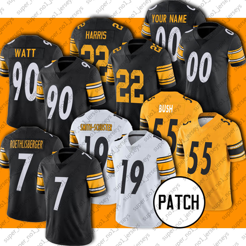 

7 Ben Roethlisberger 19 JuJu Smith-Schuster jersey 22 Najee Harris 55 Devin Bush jerseys T.J. Watt Terrell Edmunds Troy Polamalu Claypool, Man size s-xxxl (gr)