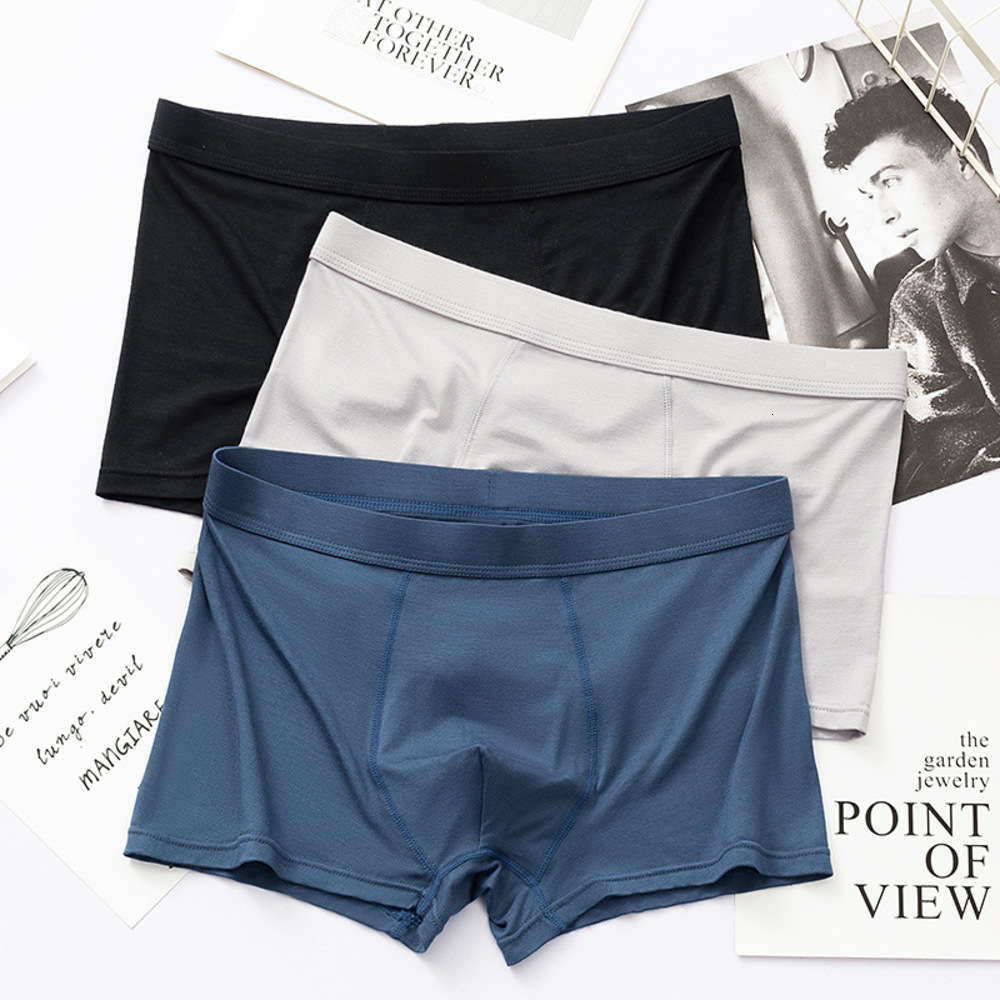 

New style men's underwear modal cotton large size breathable mid waist 3D antibacterial boxer underpants, Black;white
