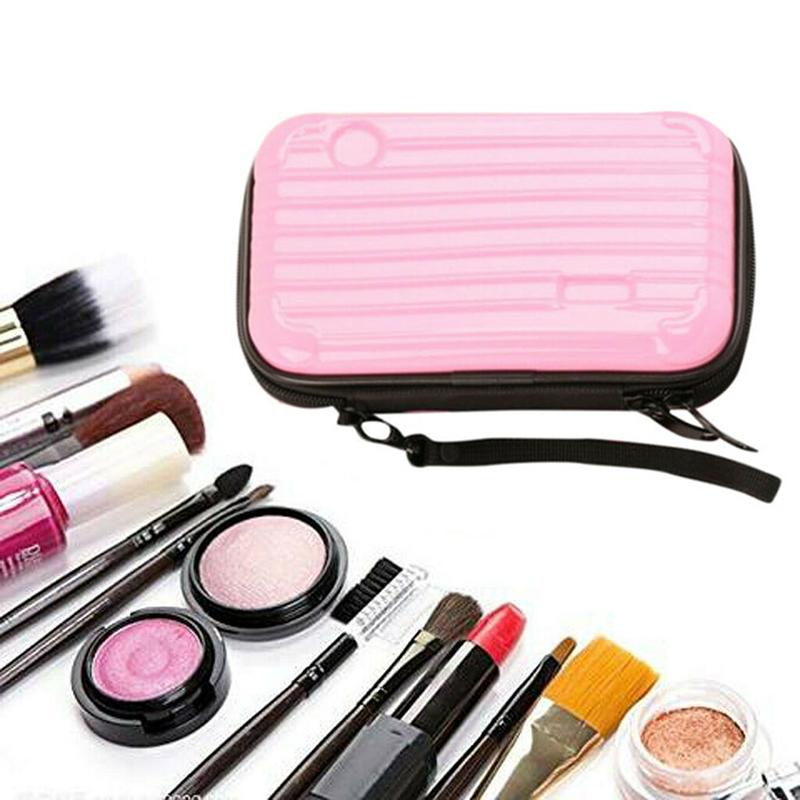 

Hard Shell Storage Cosmetic Bag Waterproof Mini Two Zipper Handbag Bags & Cases, Sky-blue