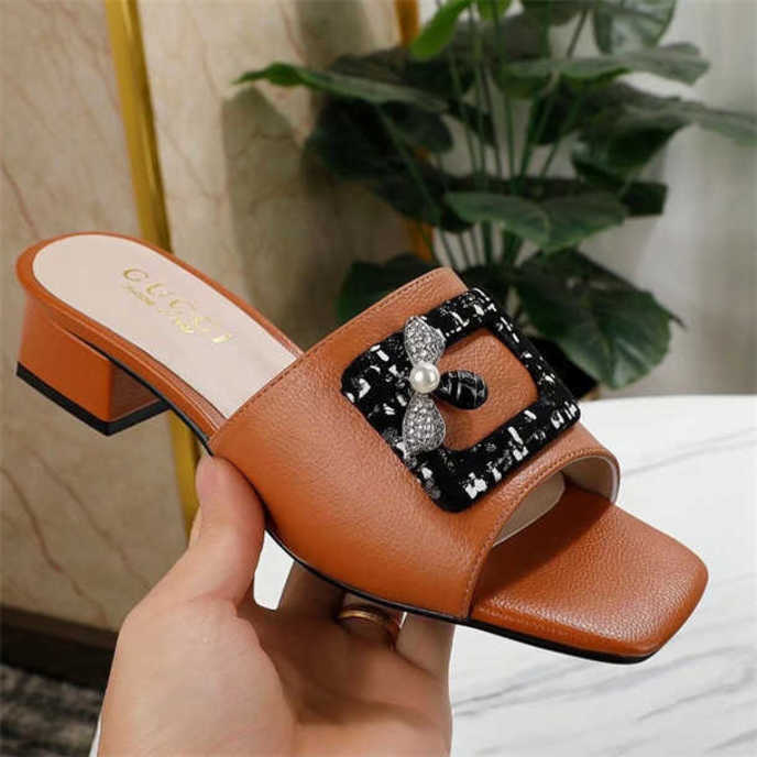 

luxury italy designer brand slippers super great quality with full package for women gift present lady birthday wedding sandals shoes heels, Black