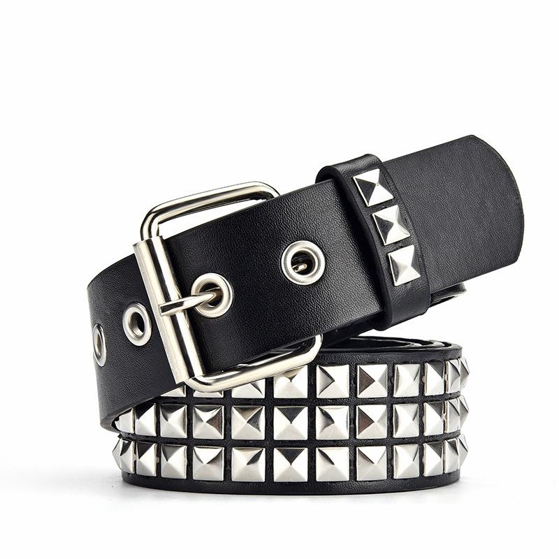 

Belts Idopy Designer Punk For Women Men Fashion Rivets Male Gothic PU Leather Hip Hop Studded Costume Party Strap Accessory, Black;brown
