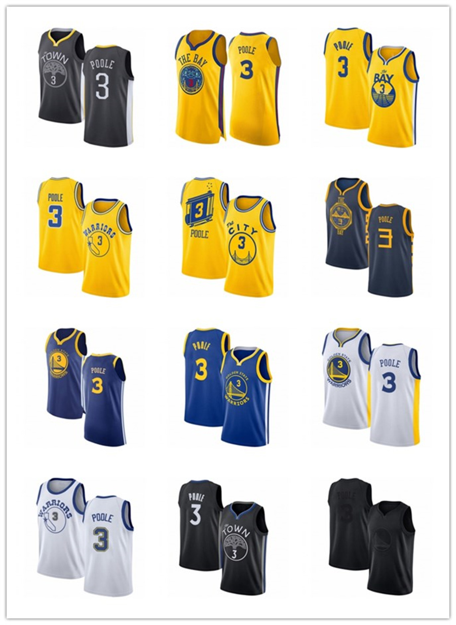

2021 JD custom men women youth 3 Poole Golden State Warrior basketball jerseys red Blue jersey leave number name, Black;red