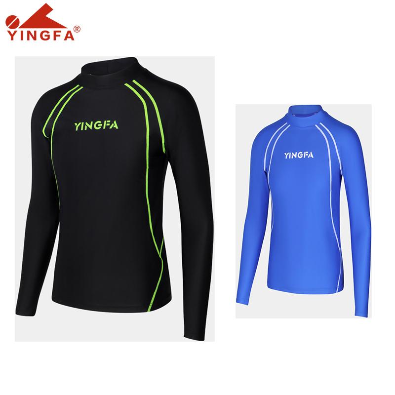 

Yingfa Men's Rash Guards Beach Long Sleeves Surfing Swimming Top Shirts Water Sports Gym Wetsuits Quick-drying Upf 50+ One-Piece Suits