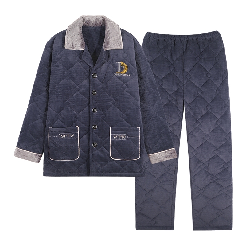 

est Men Pajamas Set Winter Home Clothing 3 Layer Cotton Pijama Plus Size -3XL Male Pyjamas Fashion Pjs 211111, Amt3201