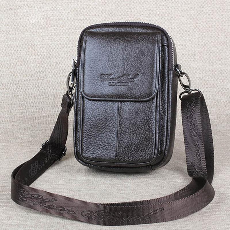 

Genuine Leather Men Shoulder Messenger Bags For Waist Pack Bag Belt Hip Purse Cell Mobile/Phone Fanny