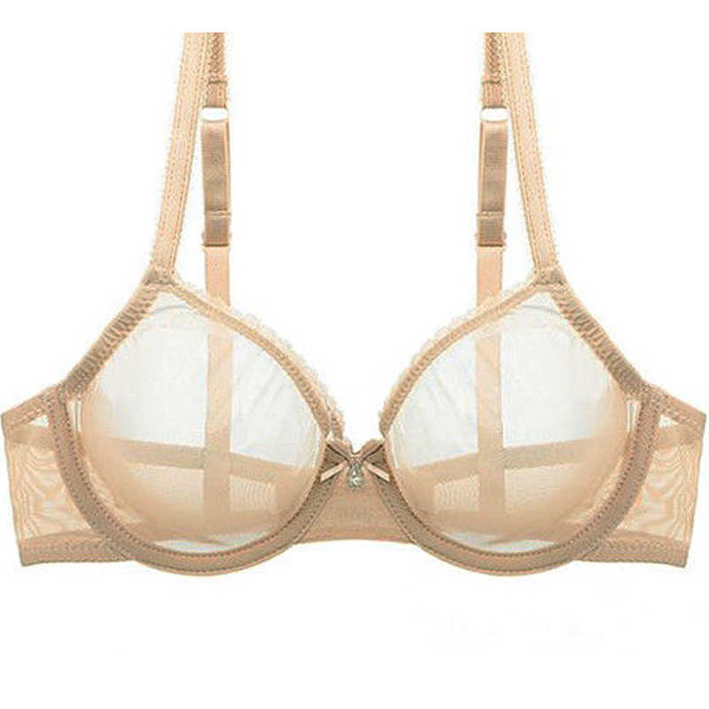 

Women Hollow bra see through sexy gauze mesh transparent ultra thin Bras B C D E F 75 80 85 90 95 100 US EU UK Drop 211012, Skin