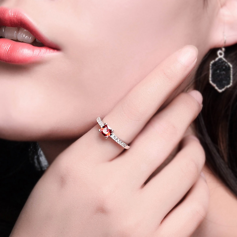 

Silver Pink Love CZ Ring For Fashion Women Cute Fine Jewelry 2021 wedding Accessories Gift