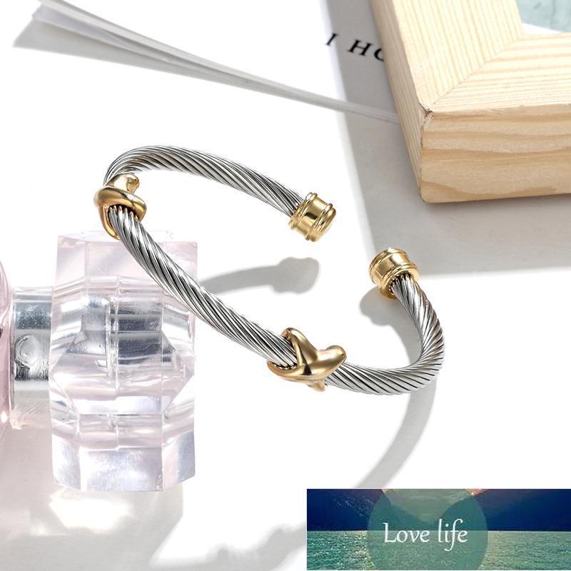 

Women Bangle Fashion Jewelry Stainless Steel Twisted Cable Wire Bracelets Selling Open Cuff Antique Factory price expert design Quality Latest Style Original