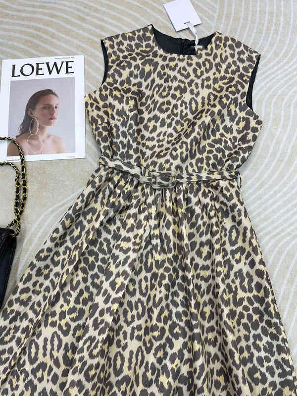 

Casual Dresses Autumn Early round Neck Sleeveless Leopard Print Printed Sexy Midi L64L