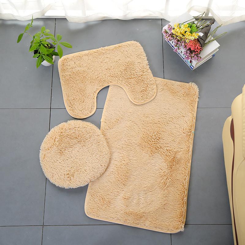 

Carpets 3pcs Bathroom Bath Mat Set Toilet Rugs Flannel Anti Slip Shower Home Lid Cover Room Rug Floor Mats
