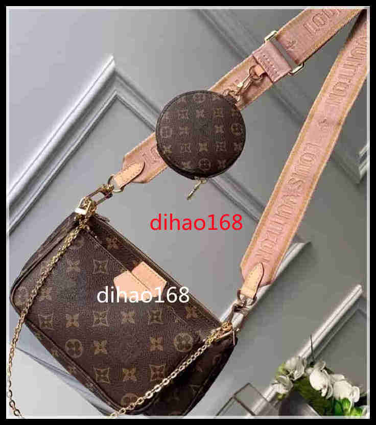 

Crossbody Bag Women 3pcs Mini Pochettes Genuine Leather Designer Handbags Multi Pochette Shoulder Bags Purses D7048, Pink