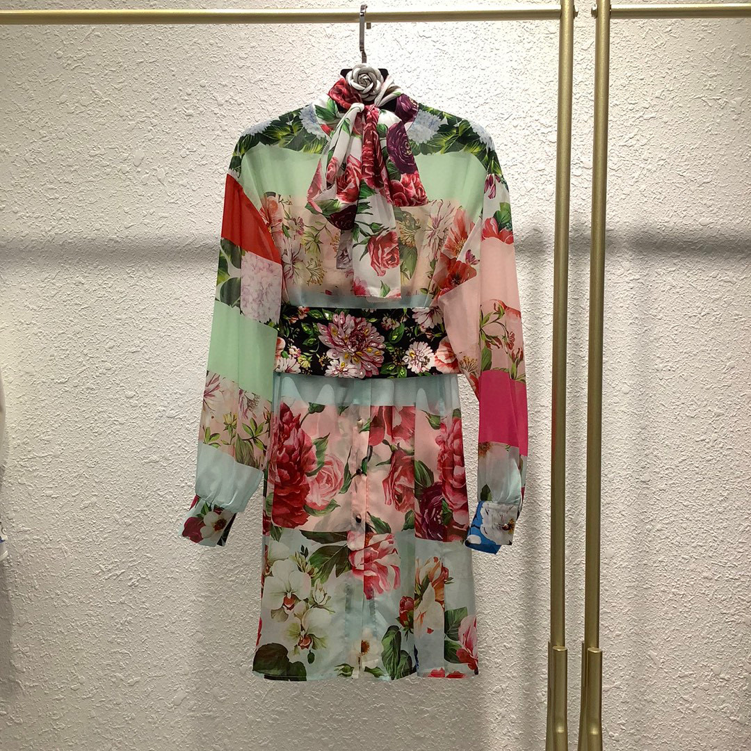 

Custom 2021 spring and summer detachable tie dress, Multi