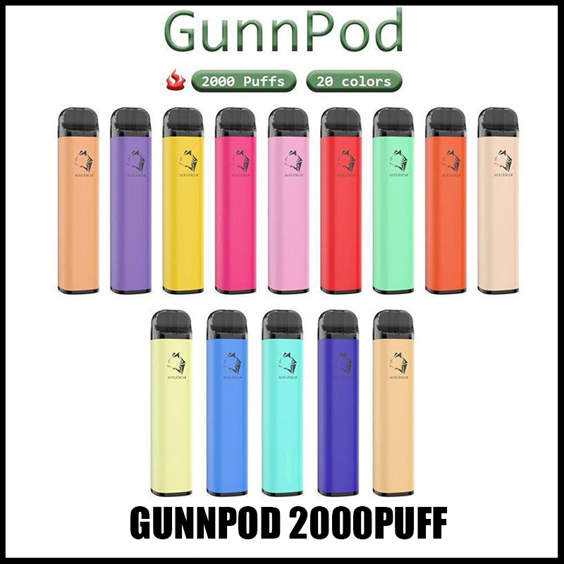 

GunnPod Disposable E-cigarettes Device Kit 2000 Puffs 1250mAh Battery Prefilled 8ml Pod Stick Vape Pen wholesale 20 Colors Vs Bar Plus Max