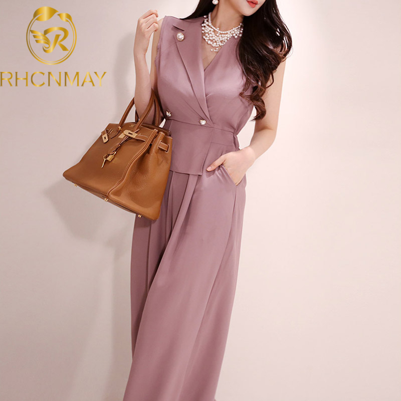 

Fashion Summer Female Elegant Loose Jumpsuit Trousers Women Casual Long Wide Leg Pants Playsuits Office Lady Overalls, Picture color