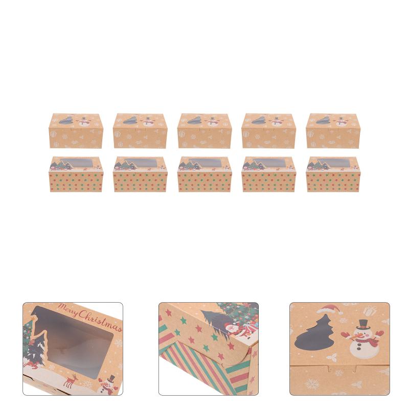 

Gift Wrap 10Pcs Christmas Paper Biscuits Boxes Exquisite Cookies Packing (Assorted Color)