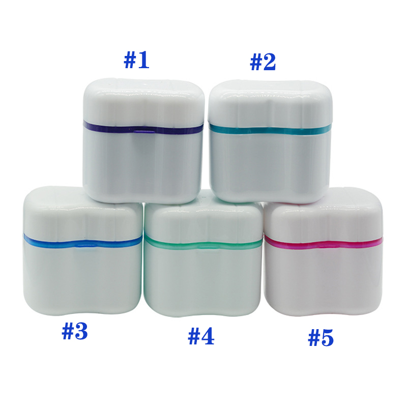 

Denture Box Retainer Invisalign Bath With Basket Dental False Teeth Storage Boxes blue/green/pink colors