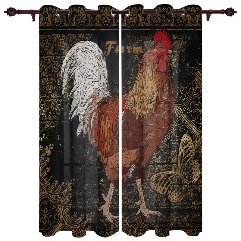 

Luxury Modern Window Curtains Hen Gilded Butterfly Farm Bedroom Living Room Dining Translucent Beautiful Curtain & Drapes