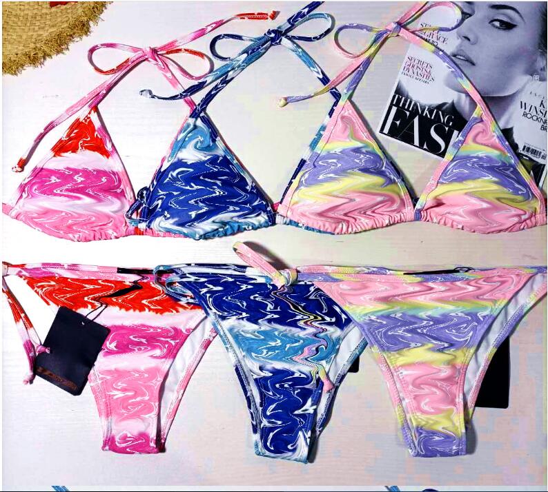 

Swim Wear Tie-dye Bikinis Swimsuits Padded Push Up Women two-piece Swimwear Outdoor Beach Travel Vacation Bandage Bathing suit High Quality