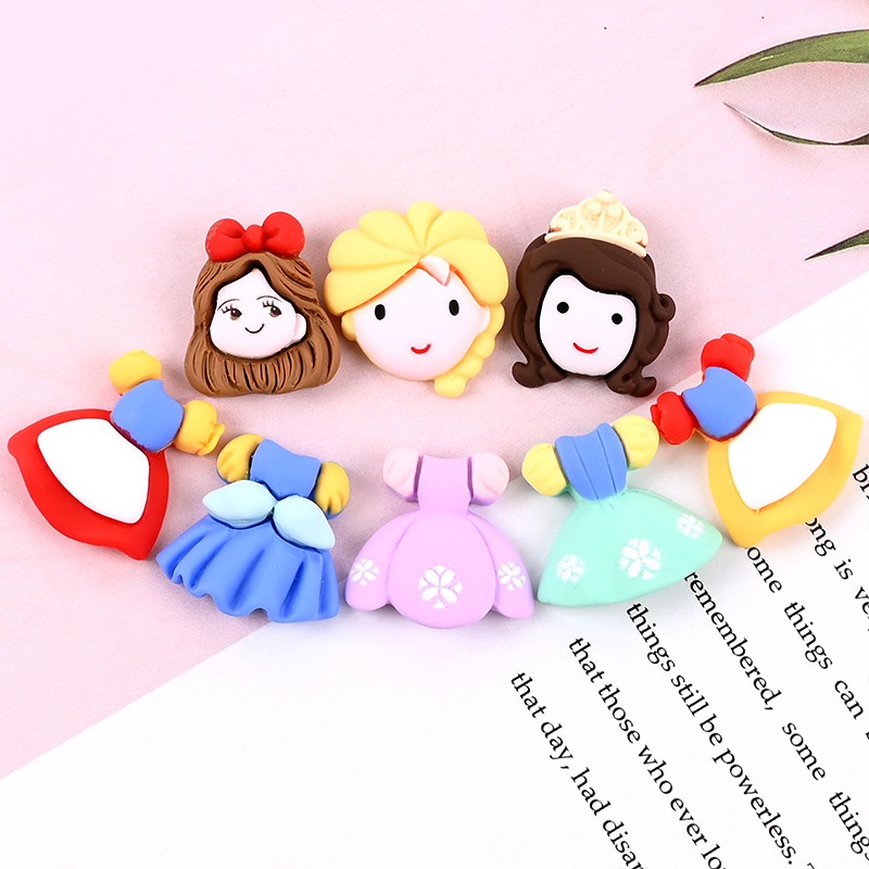 

20pcs Cute Princess Skirt Resin Components Jewelry Accessories Children's Homework DIY Handmade Material Cream Glue Dropping Phone Shell Patch