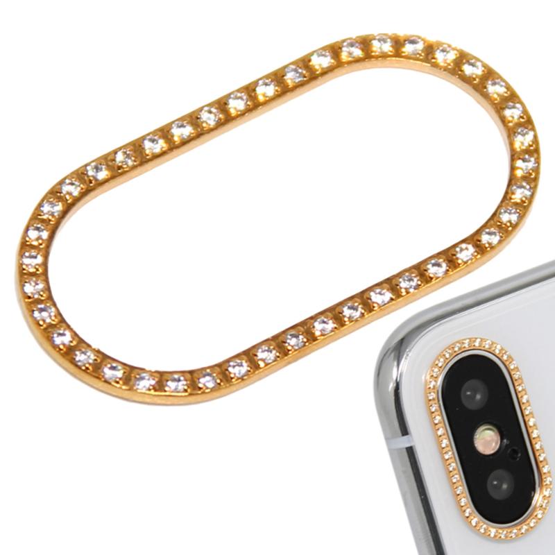 

Cell Phone Mounts & Holders Bling Camera Diamond Lens Frame Metal Plated Protection Ring For IPhoneX (Gold)
