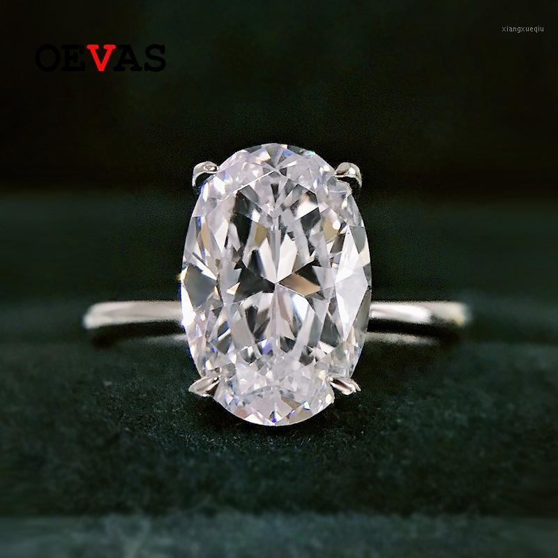 

Cluster Rings OEVAS 100% 925 Sterling Silver 8*12mm Oval High Carbon Diamond For Women Sparkling Wedding Party Fine Jewelry Wholesale, Golden;silver