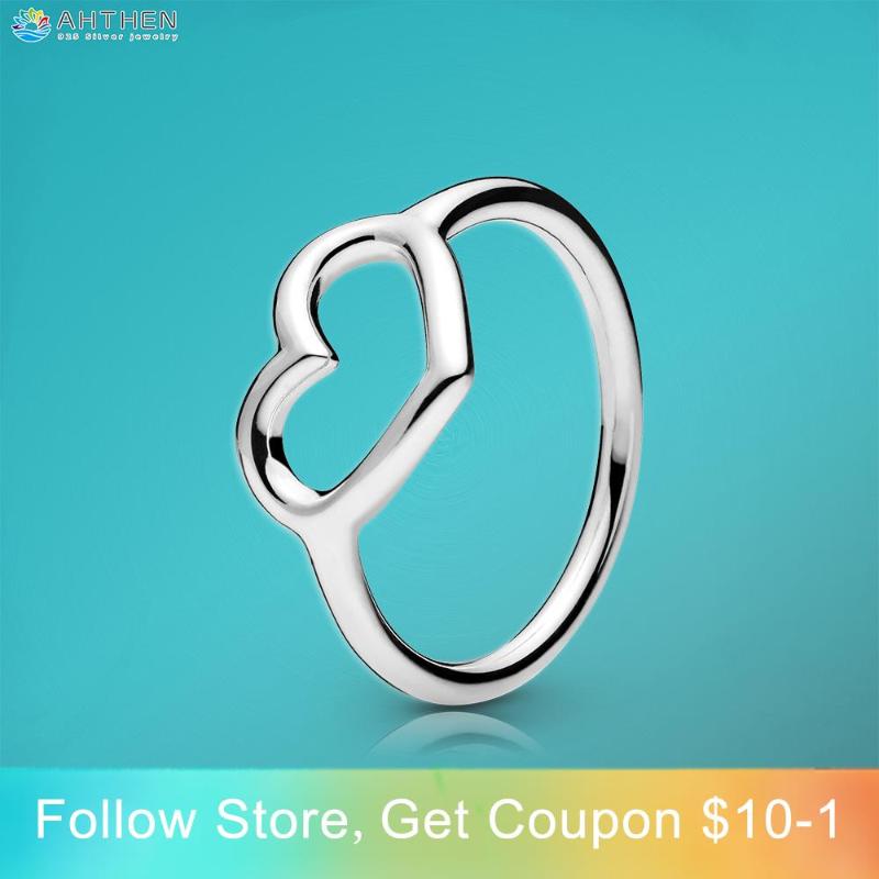 

Cluster Rings Ahthen 925 Sterling Silver Polished Open Heart Original Women's Engagement Women Jewelry, Golden;silver
