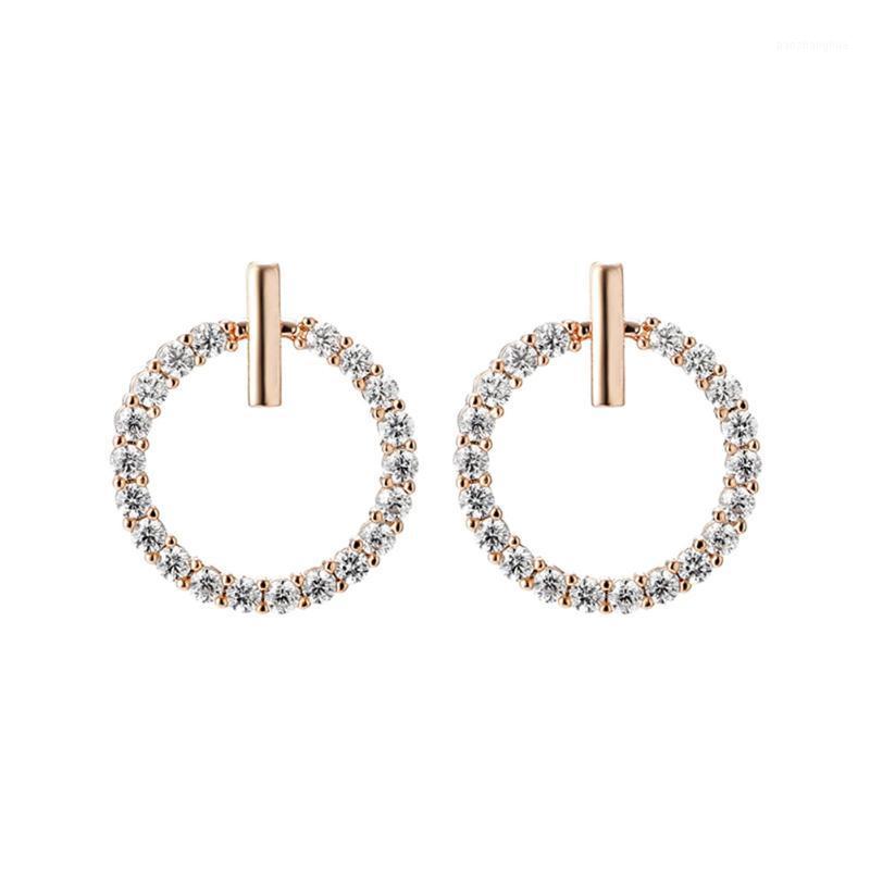 

Stud Trendy Simple Women Earrings Geometric Diamond Circle Decoration Ear Clip, Golden;silver