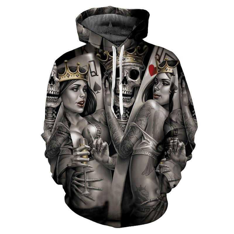 

Hoodie Fleeces Sweater HoodyAutumn and winter skull head bodyguard women' 3D digital printing hooded baseball suit, Skeleton 10